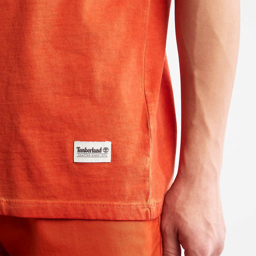 Mens Lamprey River Garment-Dyed T-Shirt for Men in Orange - Timberland