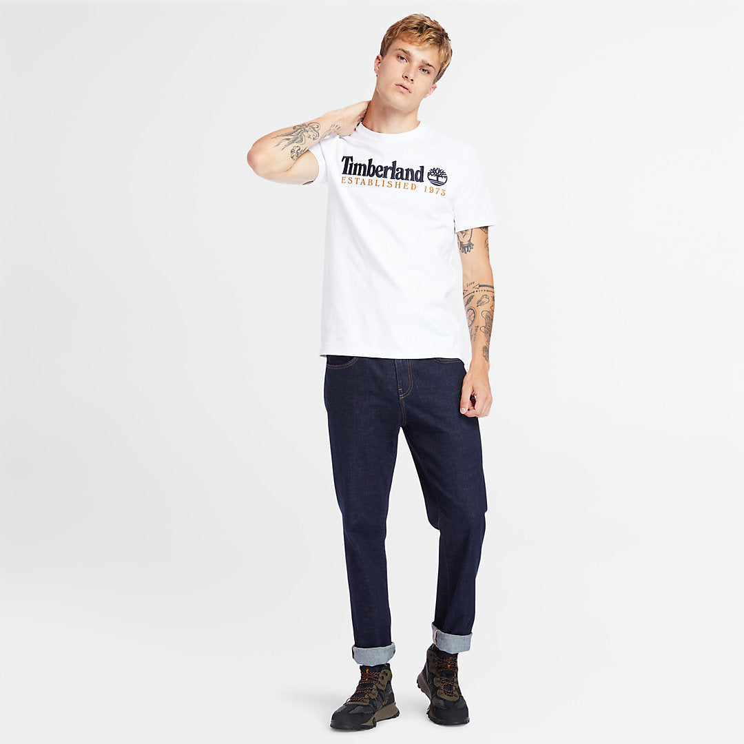 Mens Outdoor Heritage Linear-Logo T-Shirt for Men in White - Timberland