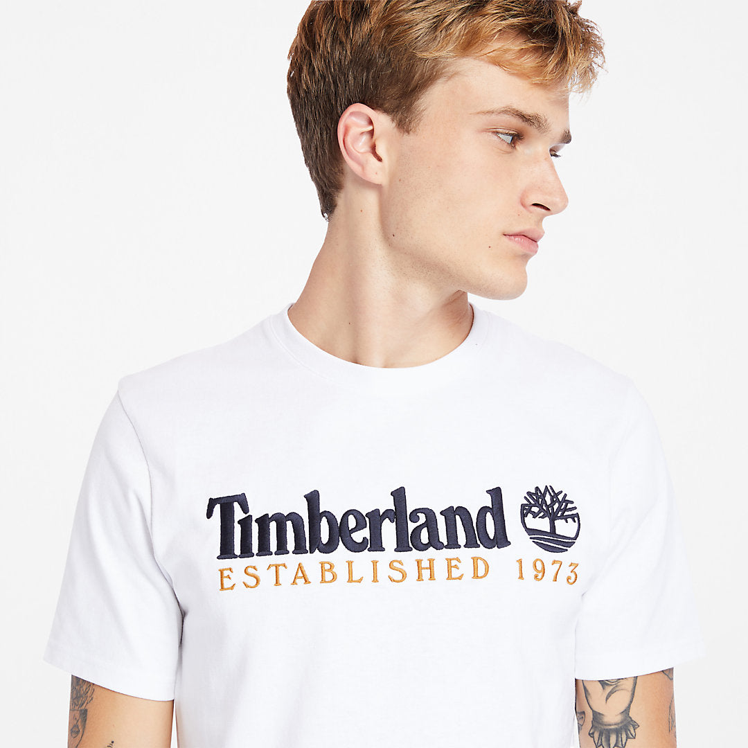 Mens Outdoor Heritage Linear-Logo T-Shirt for Men in White - Timberland
