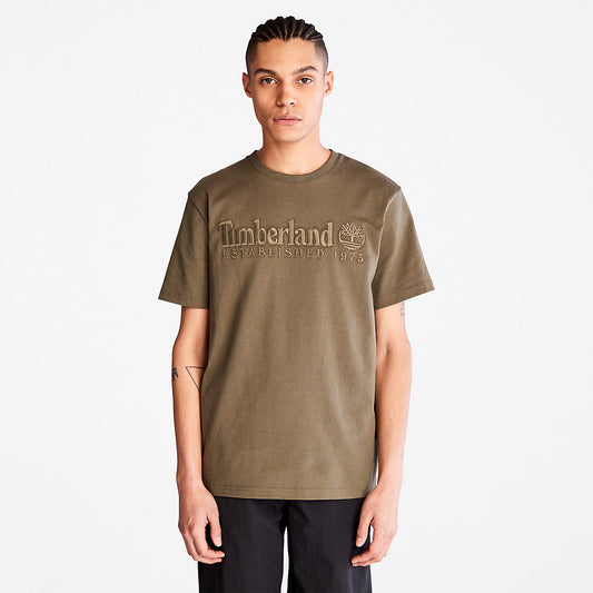Mens Outdoor Heritage Linear-Logo T-Shirt for Men in Dark Green - Timberland