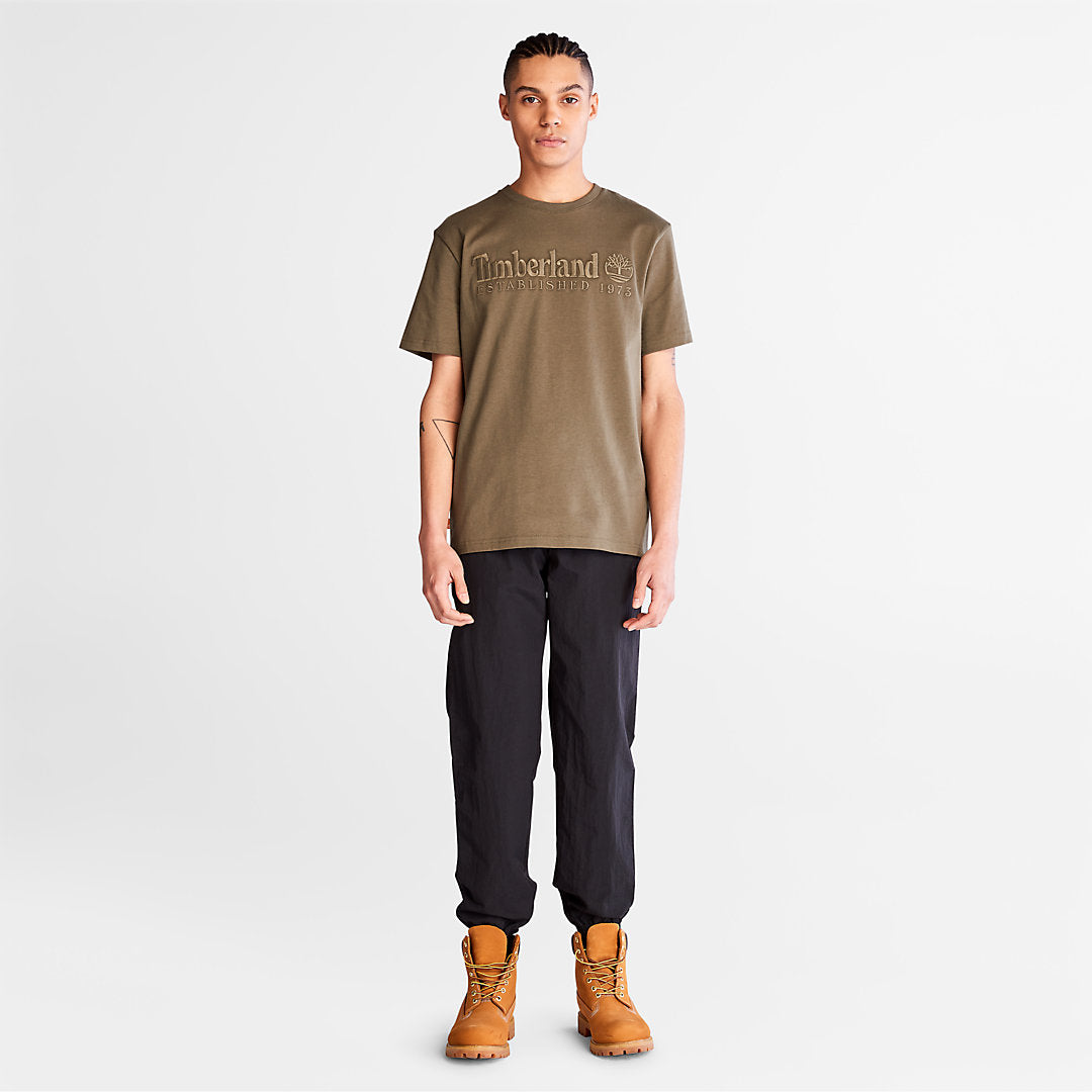 Mens Outdoor Heritage Linear-Logo T-Shirt for Men in Dark Green - Timberland