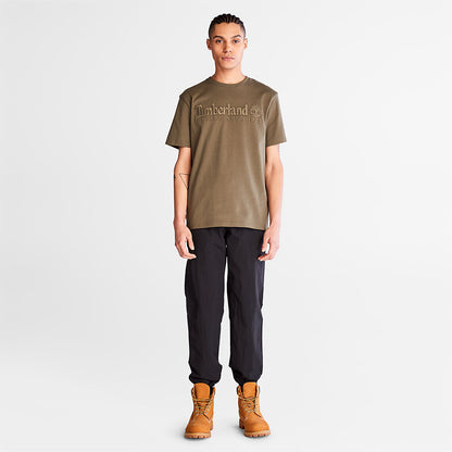 Mens Outdoor Heritage Linear-Logo T-Shirt for Men in Dark Green - Timberland