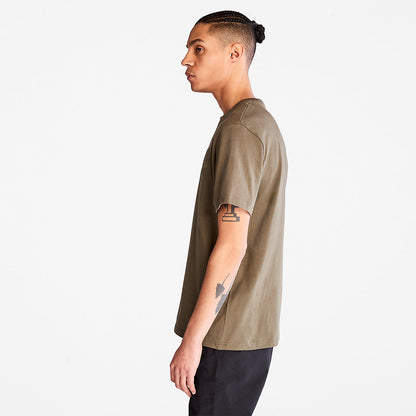 Mens Outdoor Heritage Linear-Logo T-Shirt for Men in Dark Green - Timberland