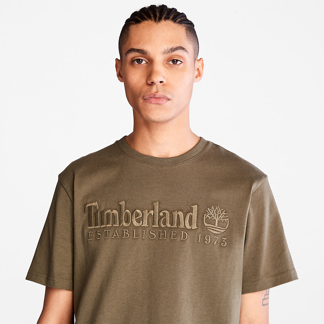 Mens Outdoor Heritage Linear-Logo T-Shirt for Men in Dark Green - Timberland