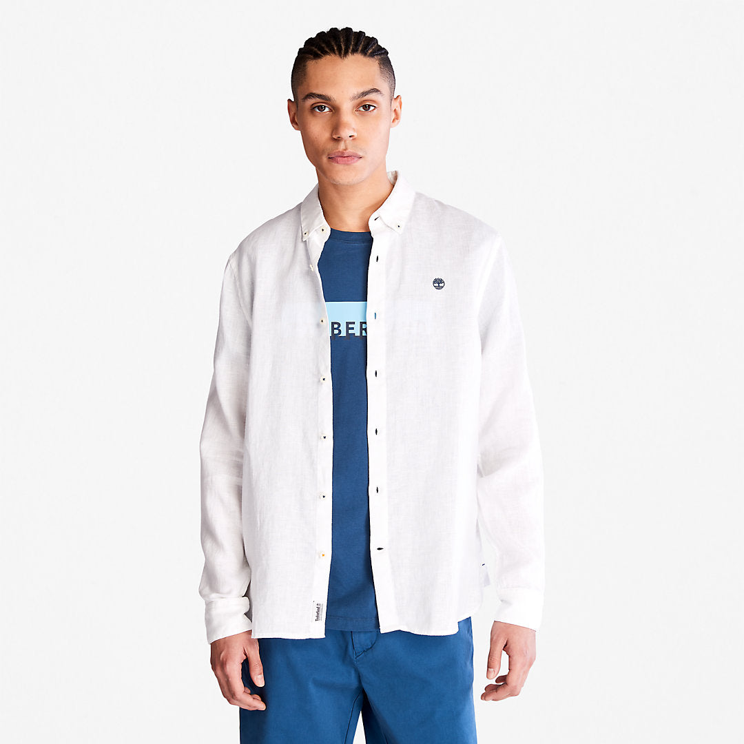 Mens Mill River LS Linen Shirt for Men in White - Timberland