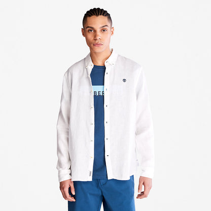 Mens Mill River LS Linen Shirt for Men in White - Timberland