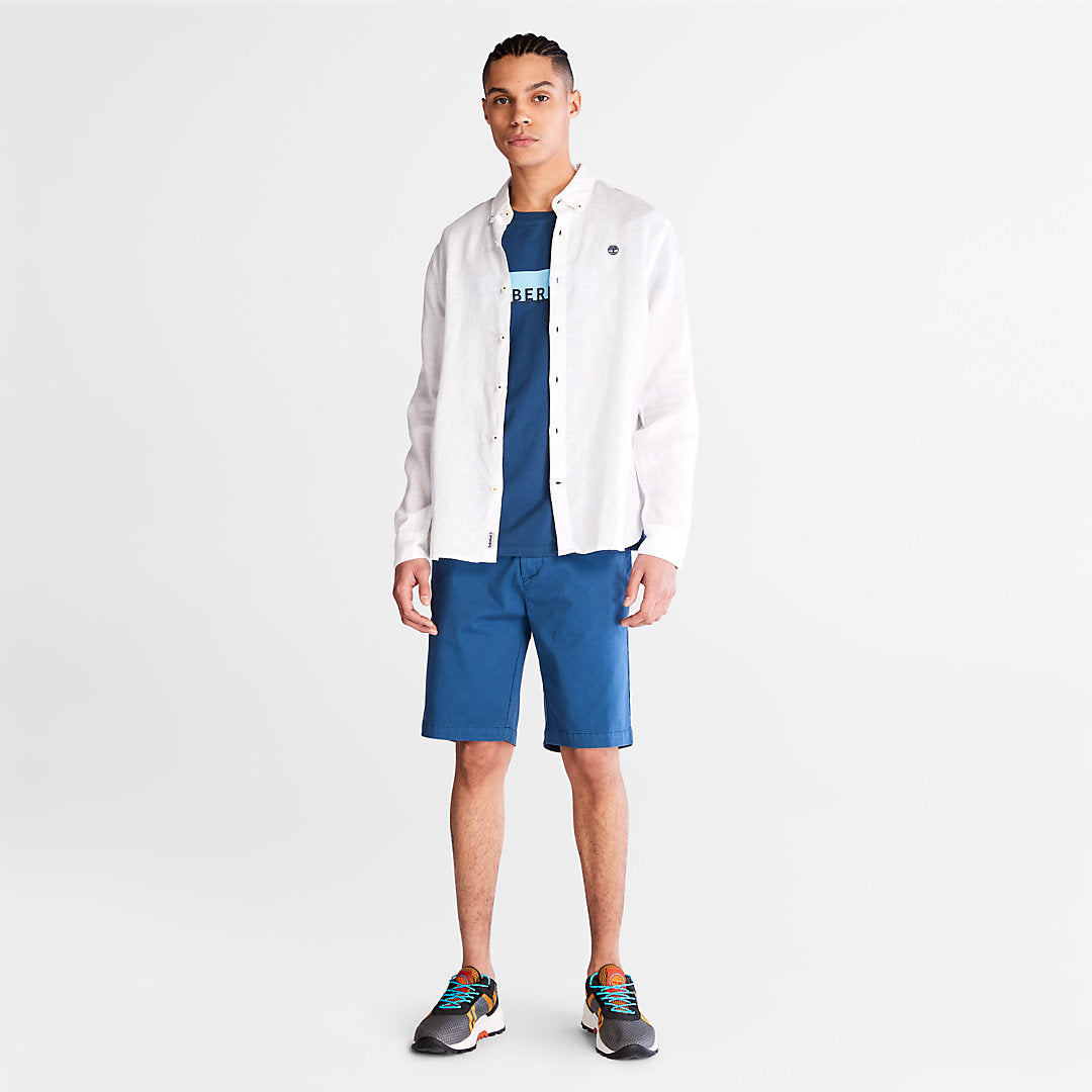 Mens Mill River LS Linen Shirt for Men in White - Timberland