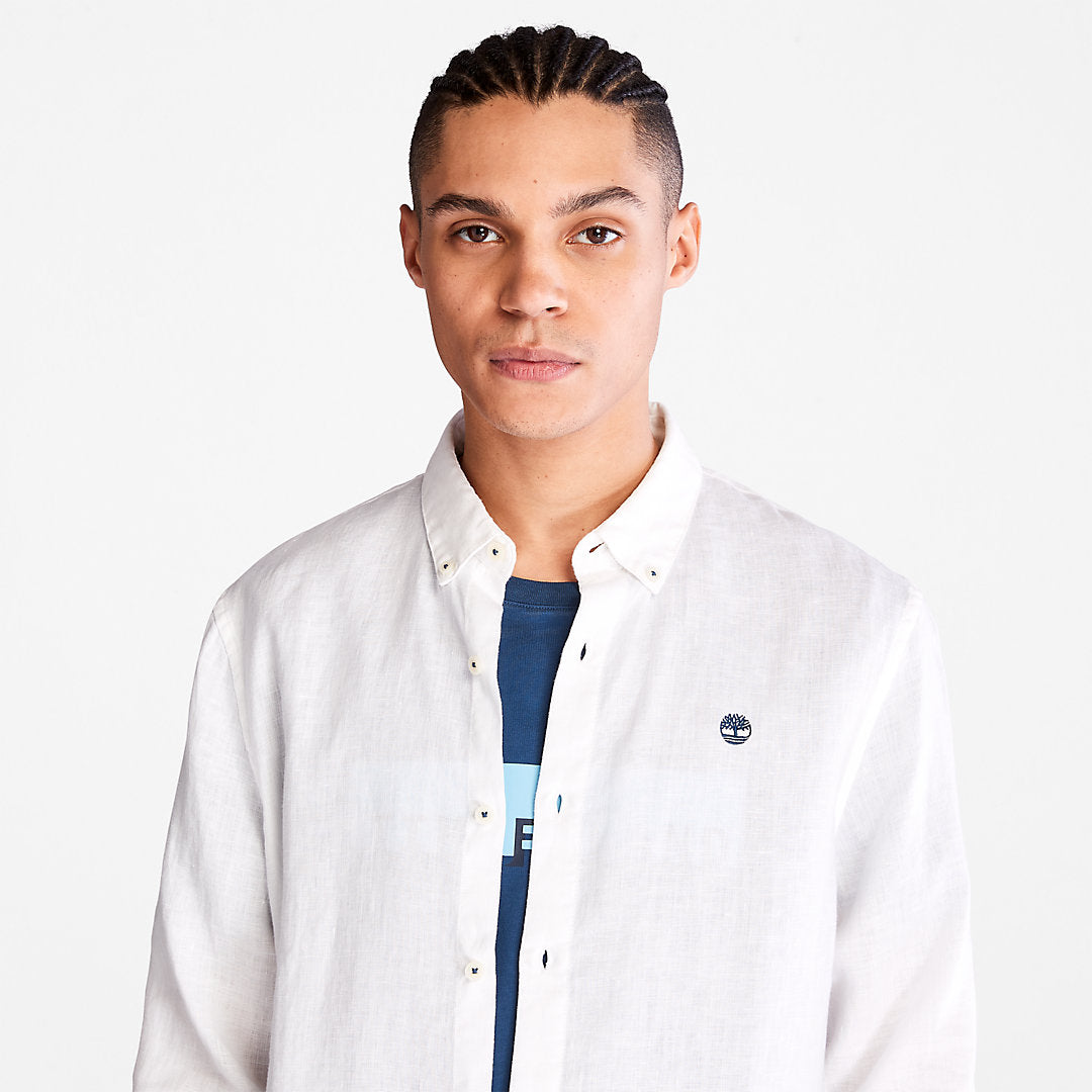 Mens Mill River LS Linen Shirt for Men in White - Timberland