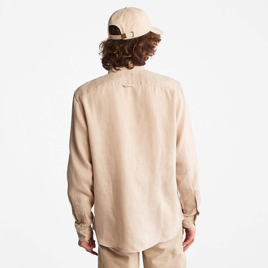 Mens Mill River Slim-Fit Linen Shirt for Men in Beige - Timberland