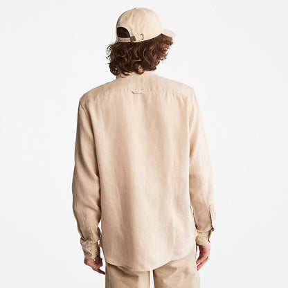 Mens Mill River Slim-Fit Linen Shirt for Men in Beige - Timberland