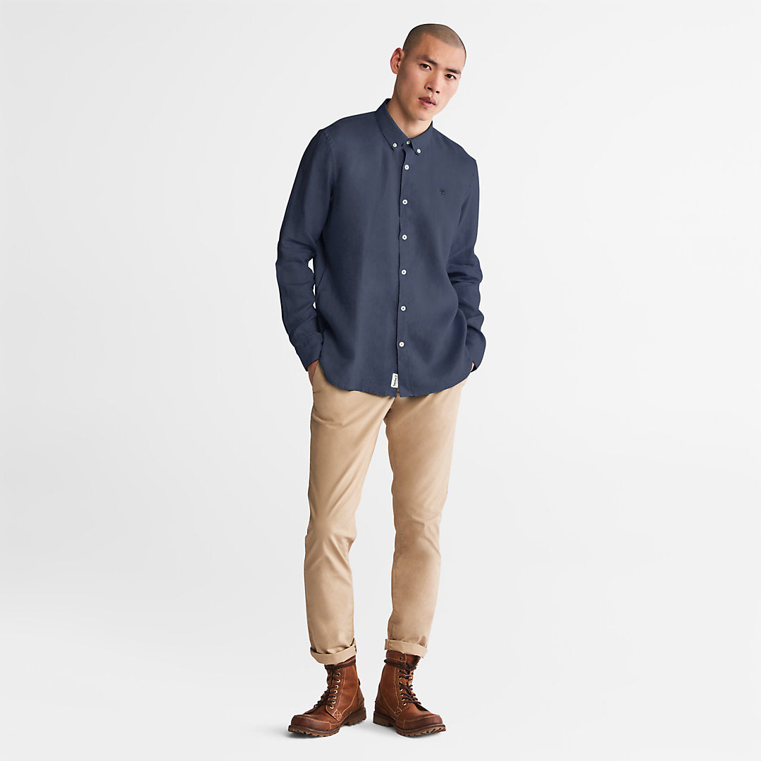 Mens Mill River LS Linen Shirt for Men in Navy - Timberland