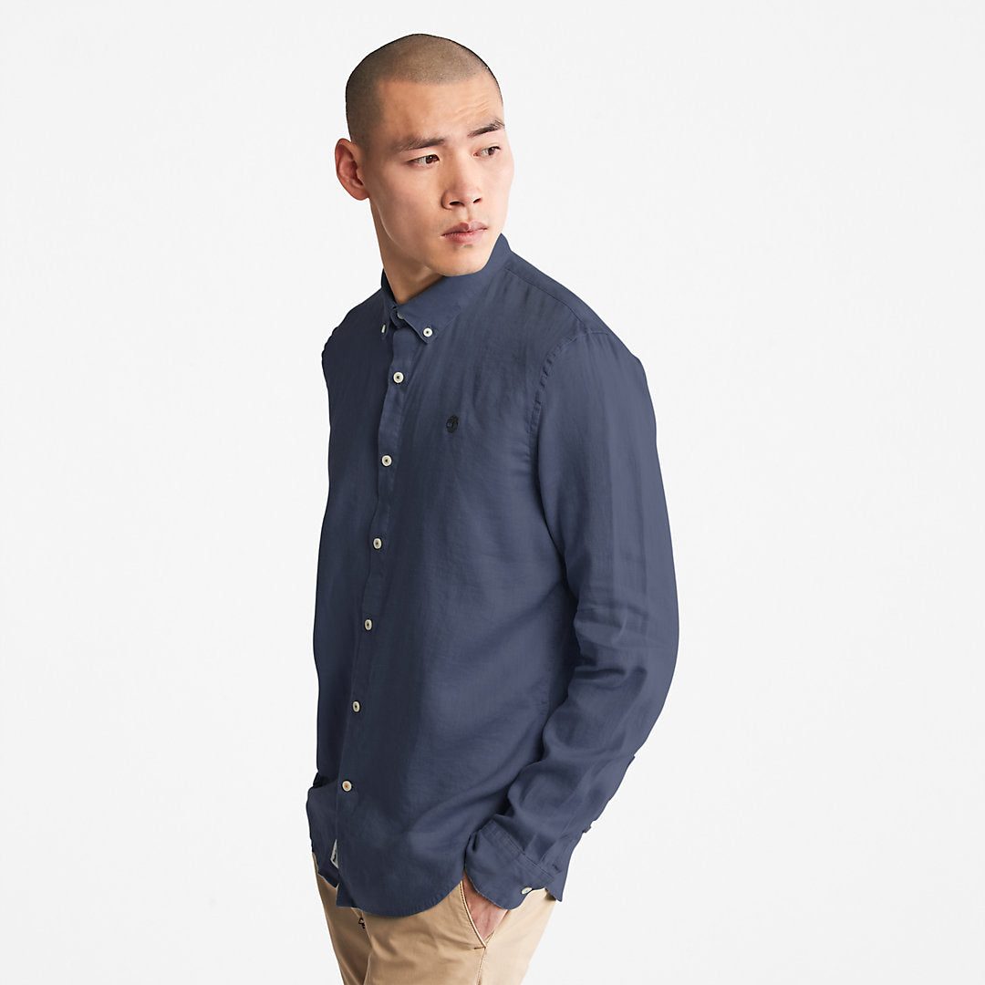 Mens Mill River LS Linen Shirt for Men in Navy - Timberland