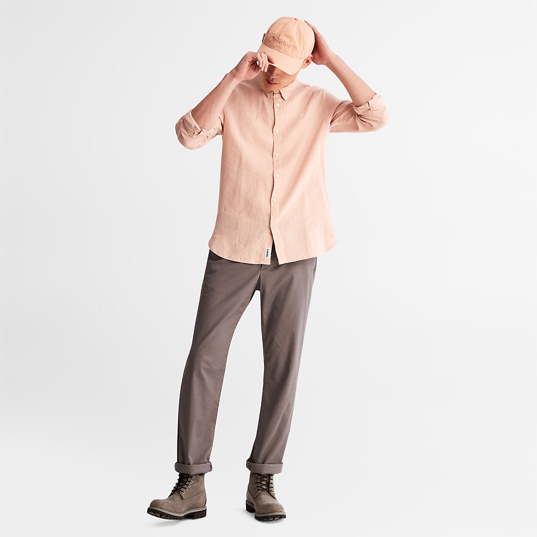 Mens Mill River Slim-Fit Linen Shirt for Men in Light Pink - Timberland