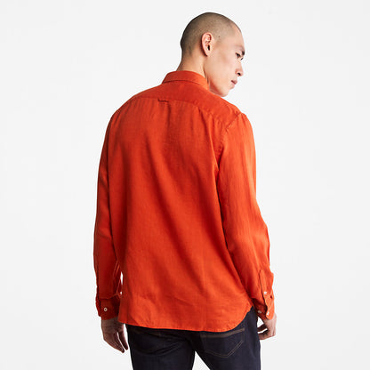 Mens Mill River Slim-Fit Linen Shirt for Men in Orange - Timberland
