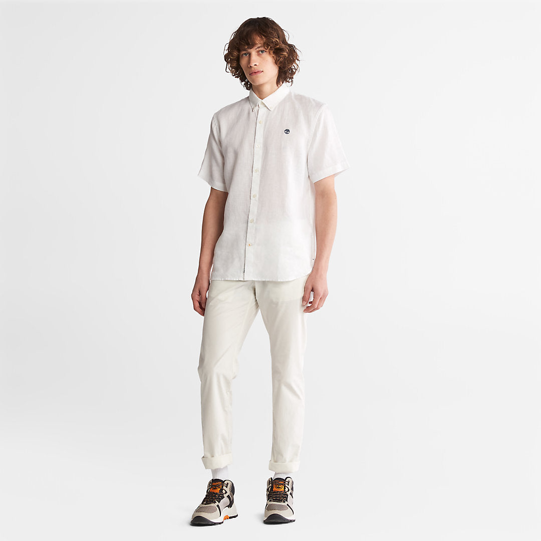 Mens Mill River Short-sleeve Linen Shirt for Men in White - Timberland