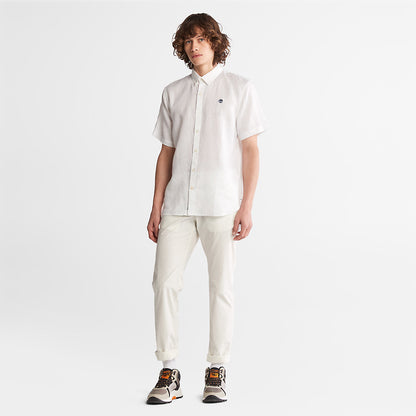 Mens Mill River Short-sleeve Linen Shirt for Men in White - Timberland