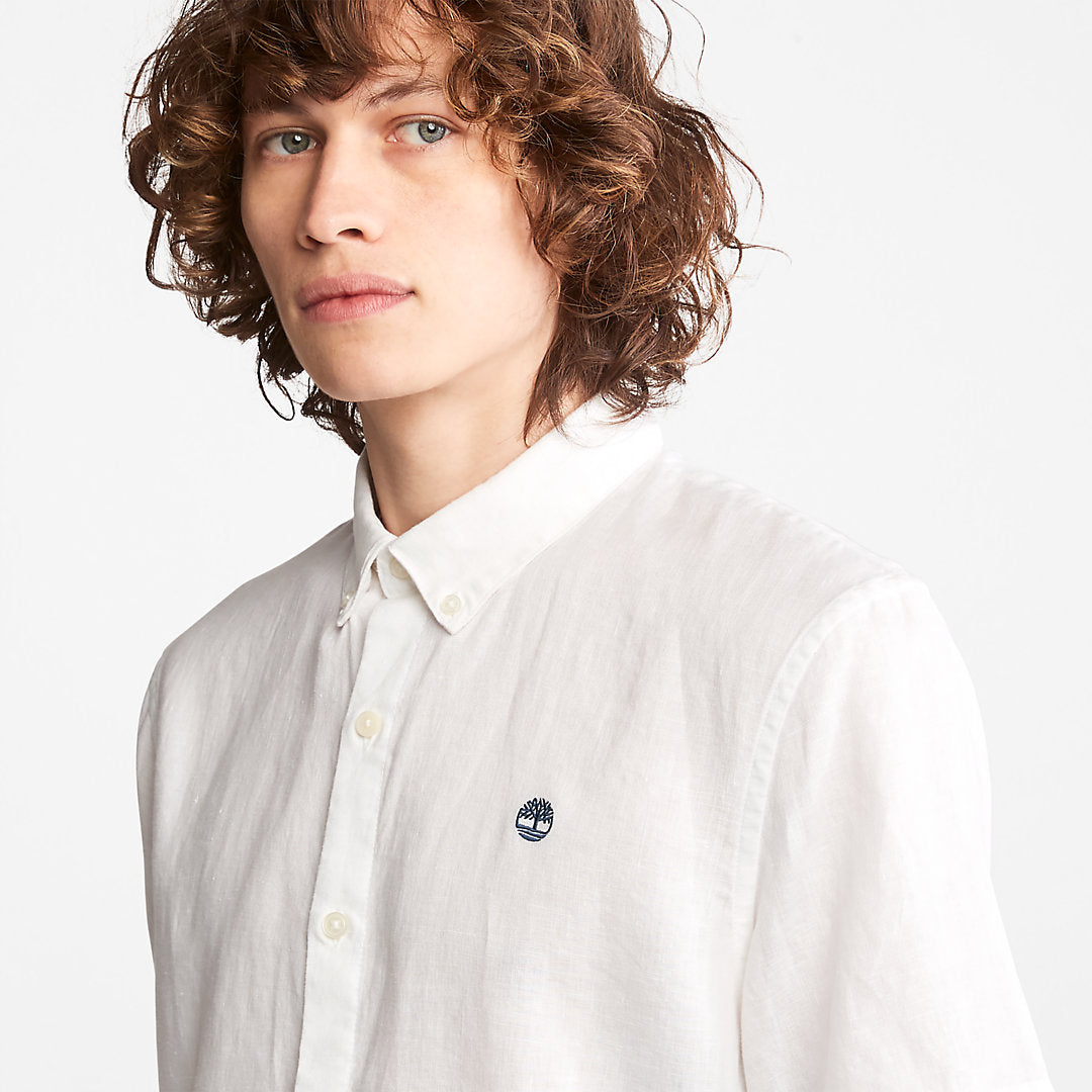 Mens Mill River Short-sleeve Linen Shirt for Men in White - Timberland