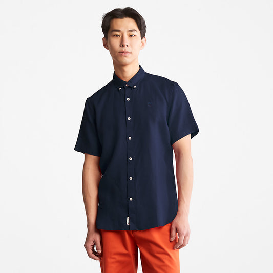 Mens Mill River Short-sleeve Linen Shirt for Men in Navy - Timberland
