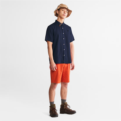 Mens Mill River Short-sleeve Linen Shirt for Men in Navy - Timberland