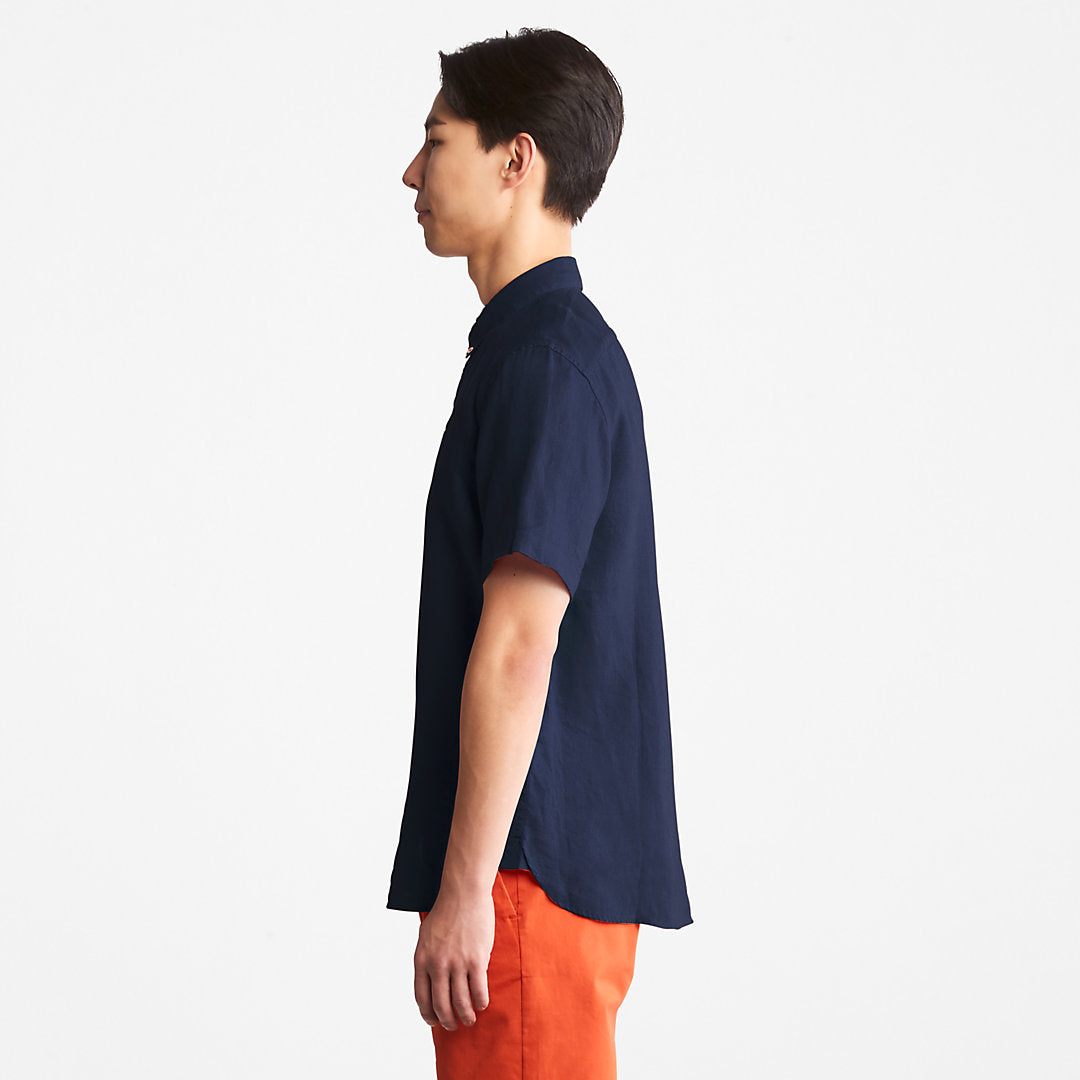 Mens Mill River Short-sleeve Linen Shirt for Men in Navy - Timberland