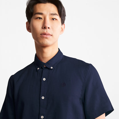 Mens Mill River Short-sleeve Linen Shirt for Men in Navy - Timberland