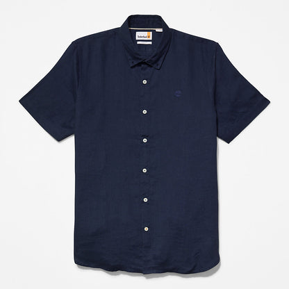 Mens Mill River Short-sleeve Linen Shirt for Men in Navy - Timberland