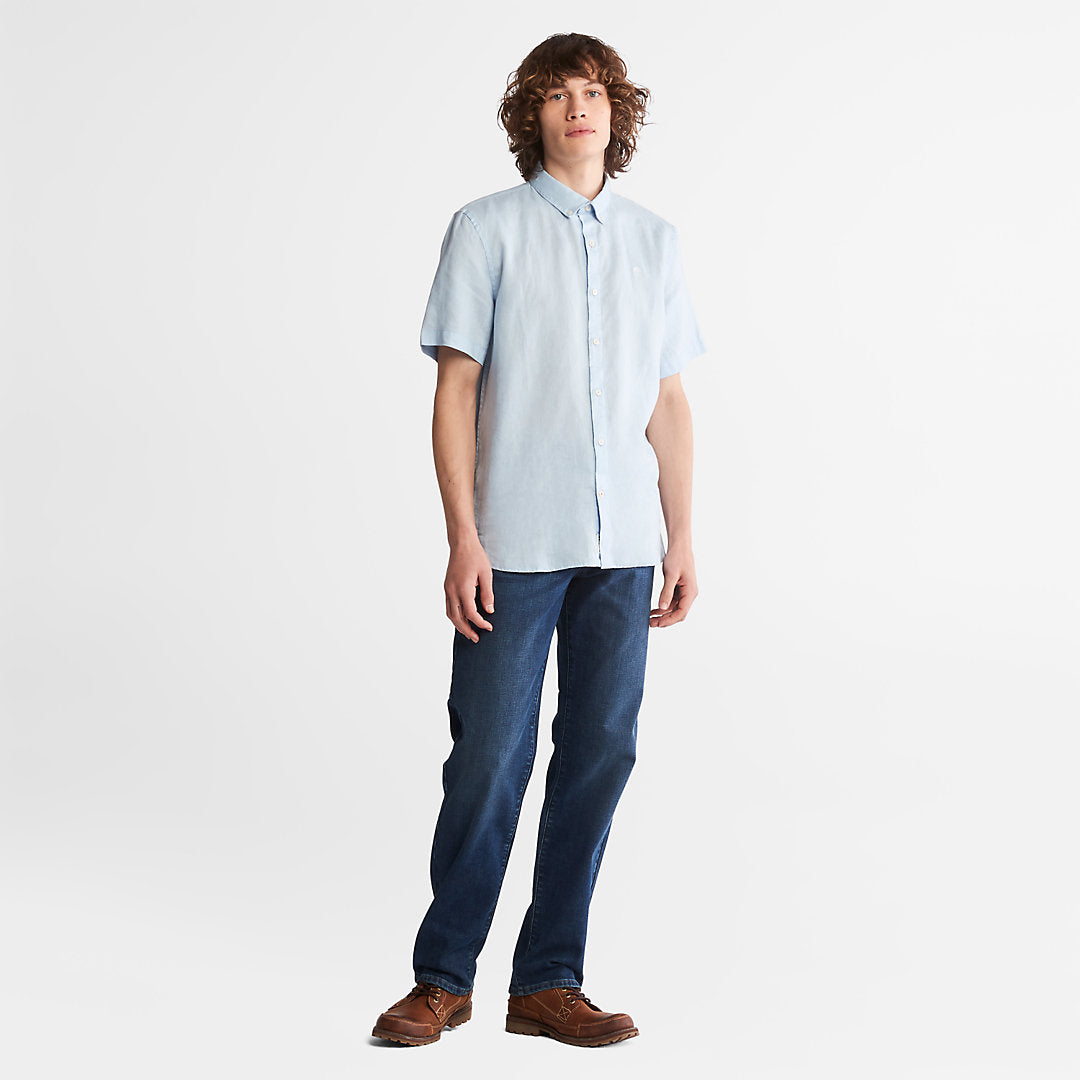 Mens Mill River Short-Sleeve Shirt for Men in Light Blue - Timberland