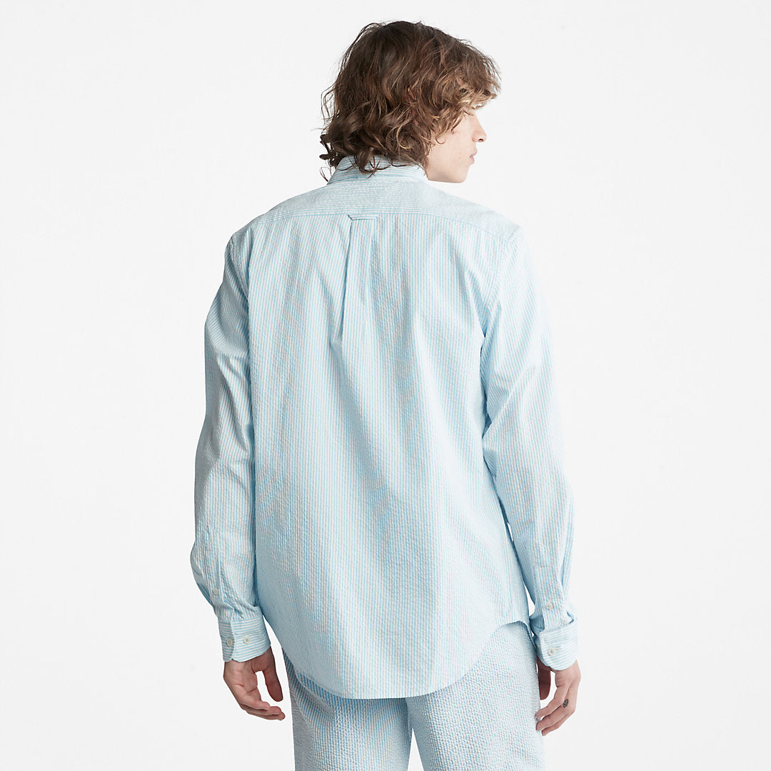 Mens Striped Seersucker Shirt for Men in Blue - Timberland