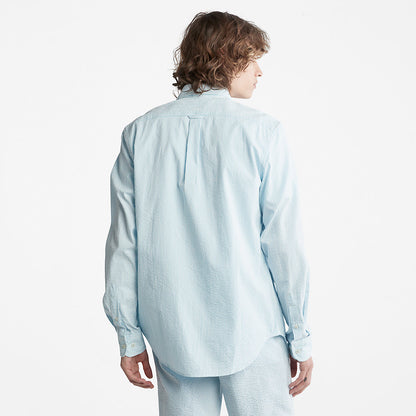 Mens Striped Seersucker Shirt for Men in Blue - Timberland