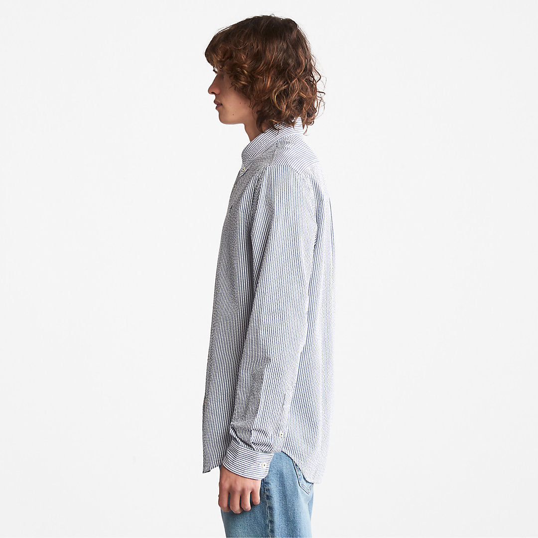 Mens Striped Seersucker Shirt for Men in Navy - Timberland