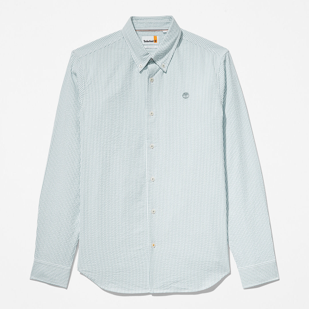 Mens Striped Seersucker Shirt for Men in Green - Timberland