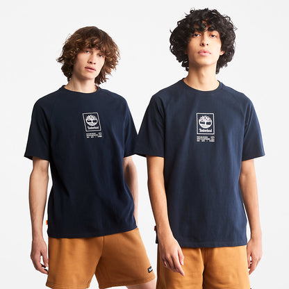 Mens Stacked Logo T-shirt for All Gender in Navy - Timberland