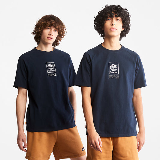Mens Stacked Logo T-shirt for All Gender in Navy - Timberland