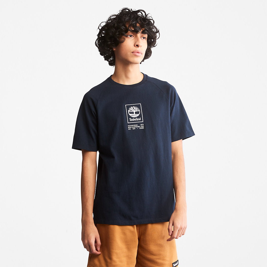 Mens Stacked Logo T-shirt for All Gender in Navy - Timberland