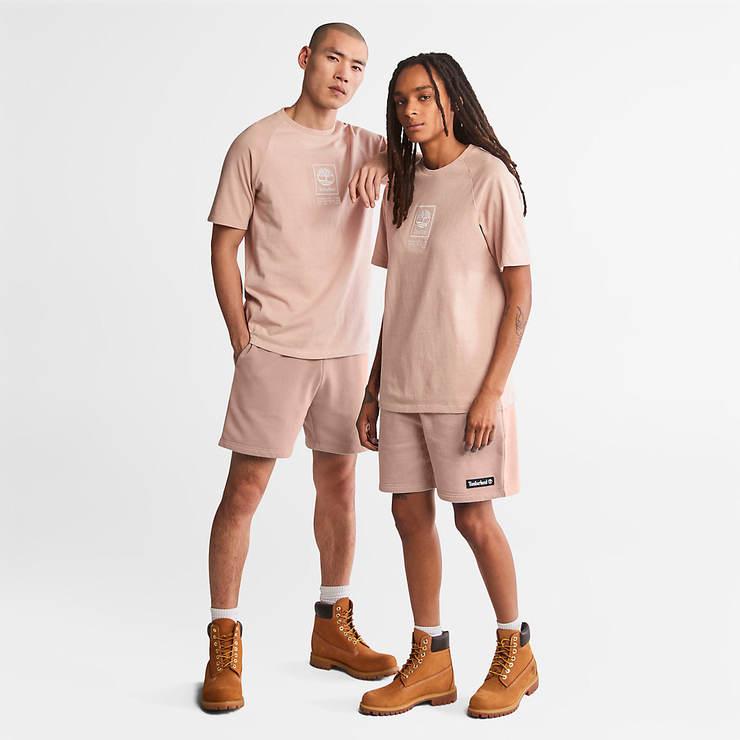 Mens Stacked Logo T-shirt for All Gender in Light Pink - Timberland