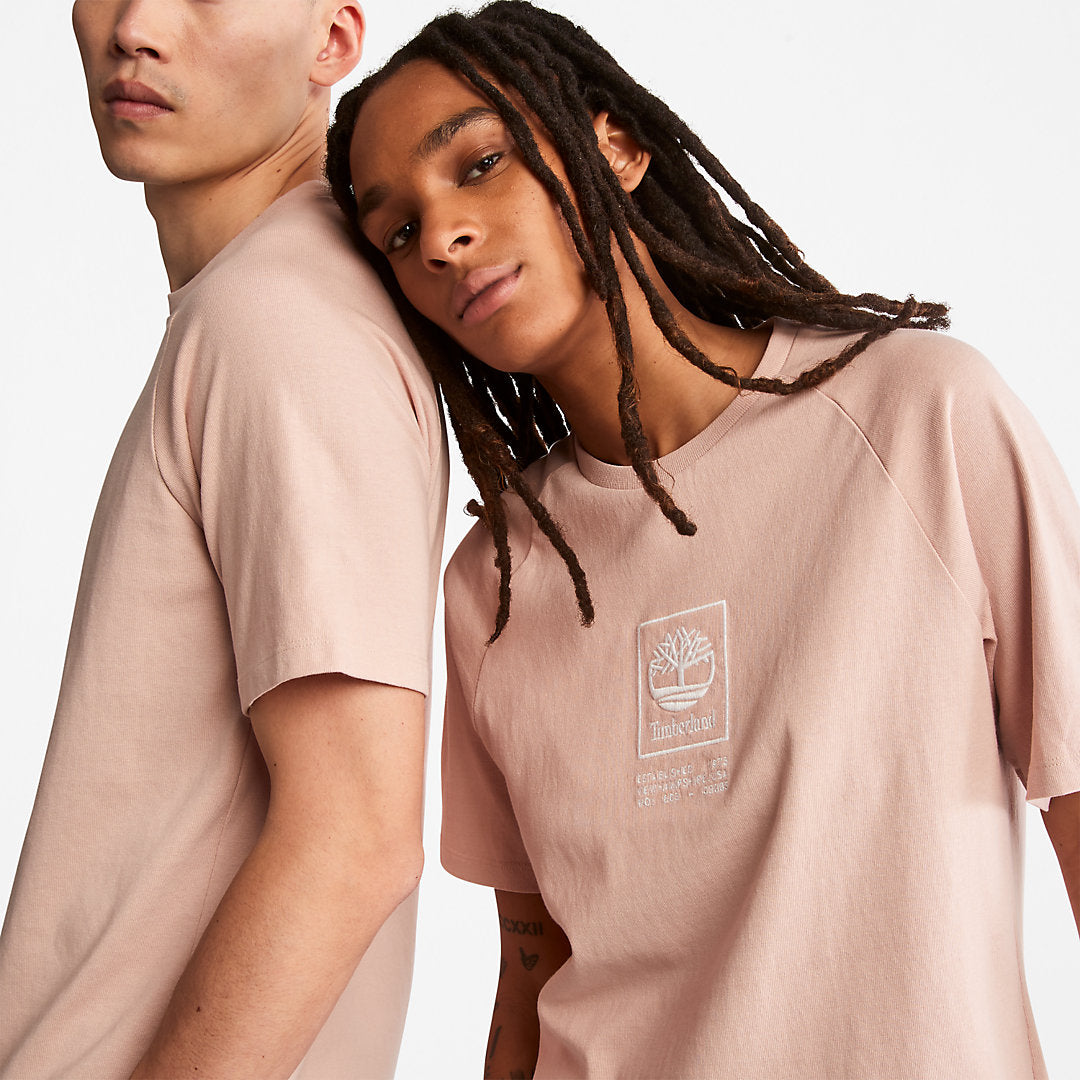 Mens Stacked Logo T-shirt for All Gender in Light Pink - Timberland