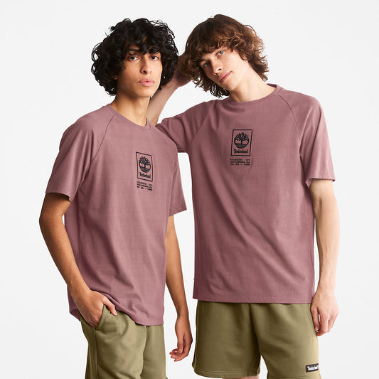 Mens Stacked Logo T-shirt for Men in Dark Pink - Timberland