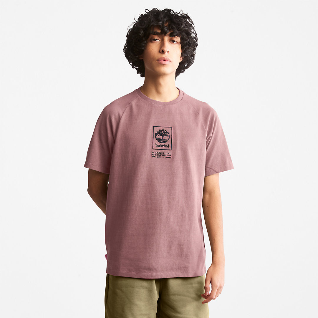 Mens Stacked Logo T-shirt for Men in Dark Pink - Timberland