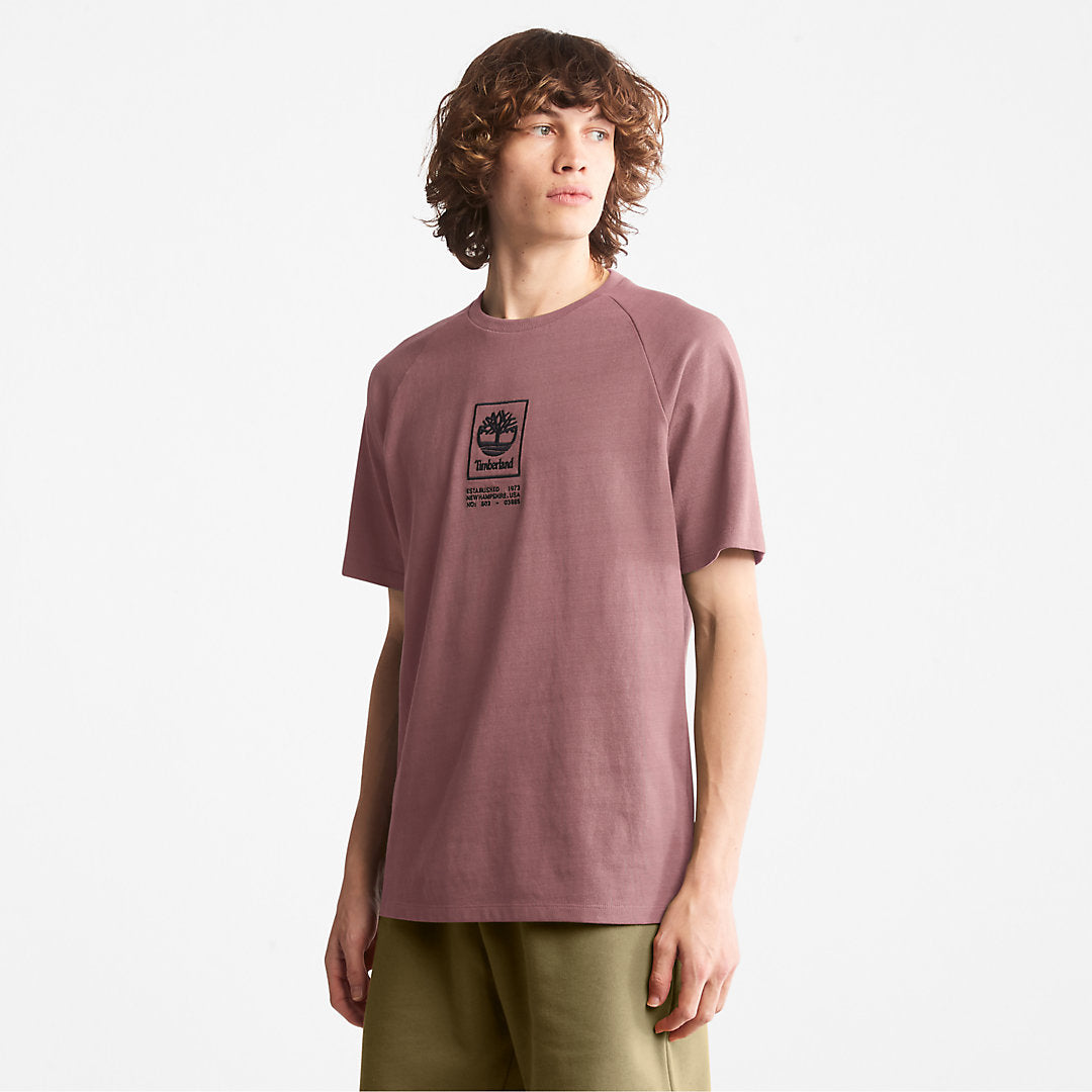 Mens Stacked Logo T-shirt for Men in Dark Pink - Timberland