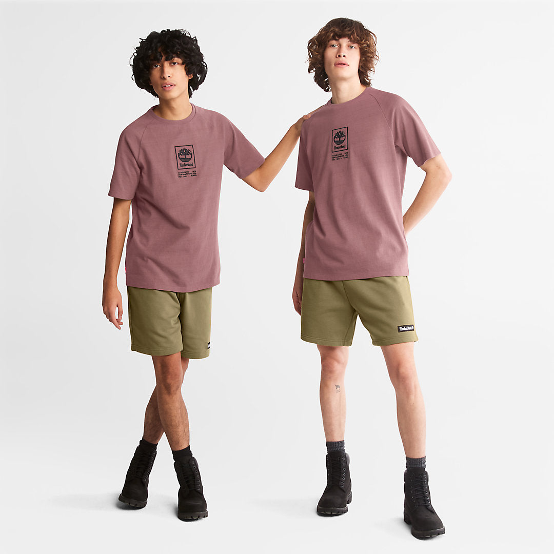 Mens Stacked Logo T-shirt for Men in Dark Pink - Timberland