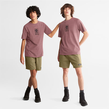 Mens Stacked Logo T-shirt for Men in Dark Pink - Timberland