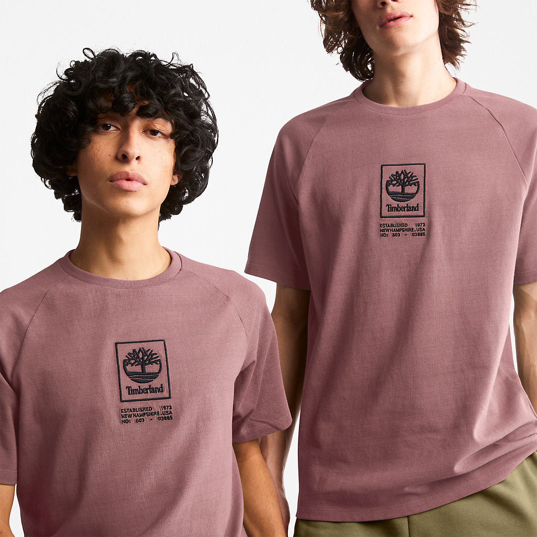 Mens Stacked Logo T-shirt for Men in Dark Pink - Timberland
