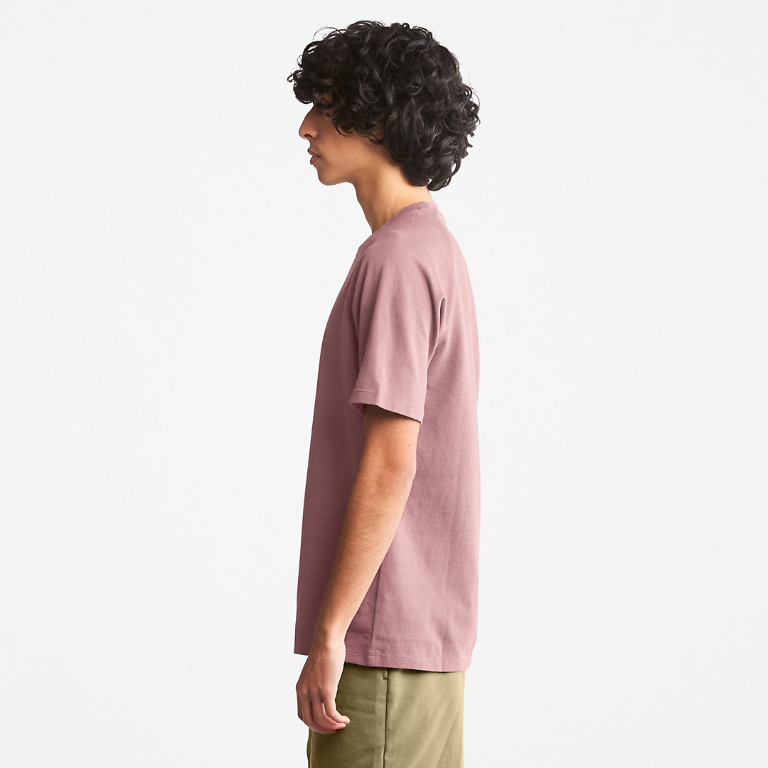 Mens Stacked Logo T-shirt for Men in Dark Pink - Timberland