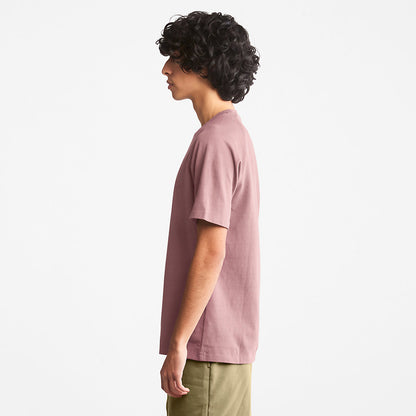 Mens Stacked Logo T-shirt for Men in Dark Pink - Timberland