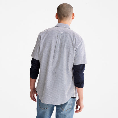 Mens SS Seersucker Shirt for Men in Blue - Timberland