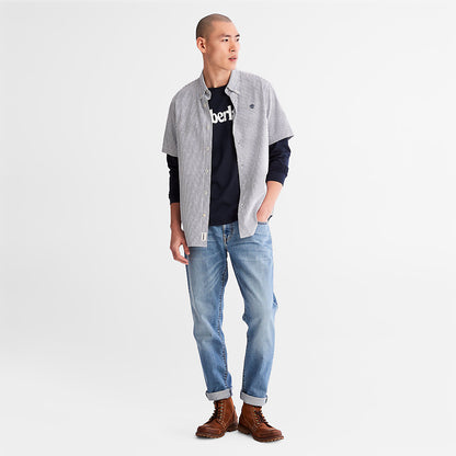 Mens SS Seersucker Shirt for Men in Blue - Timberland