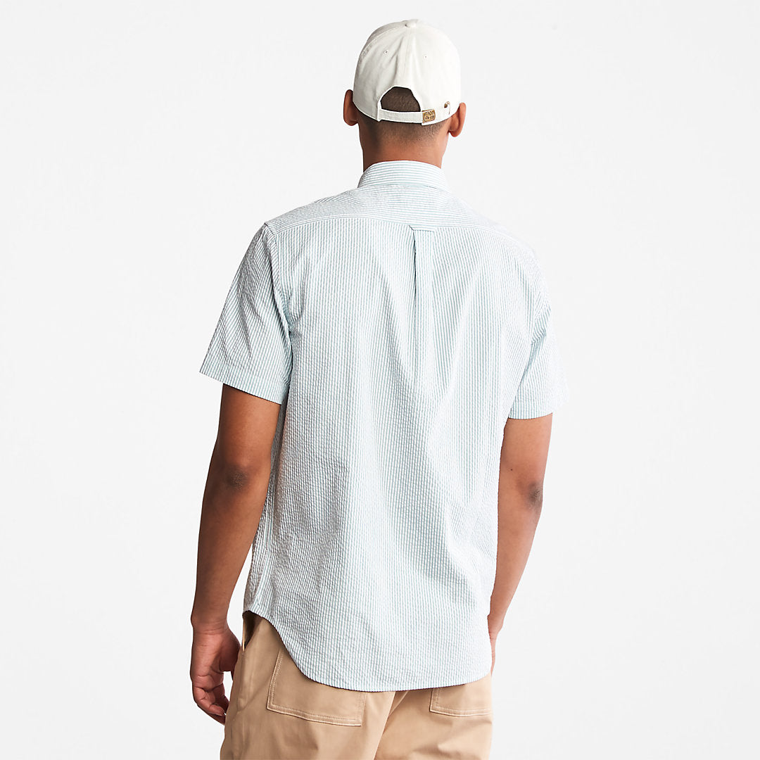 Mens SS Seersucker Shirt for Men in Green - Timberland