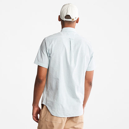 Mens SS Seersucker Shirt for Men in Green - Timberland