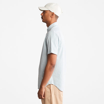 Mens SS Seersucker Shirt for Men in Green - Timberland