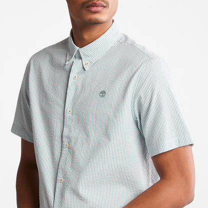 Mens SS Seersucker Shirt for Men in Green - Timberland
